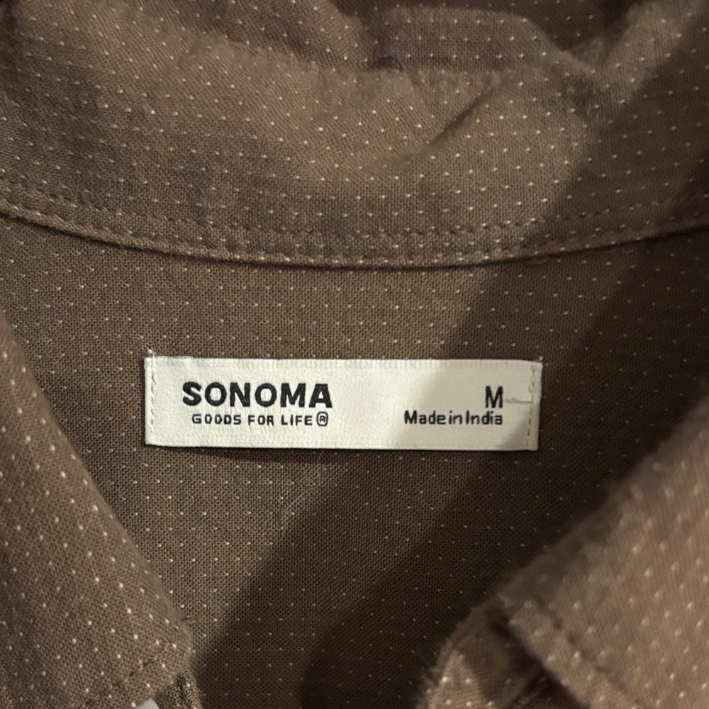 Sonoma Men's Taupe Brown Long-Sleeve Button-Down Shirt - Picture 2 of 4
